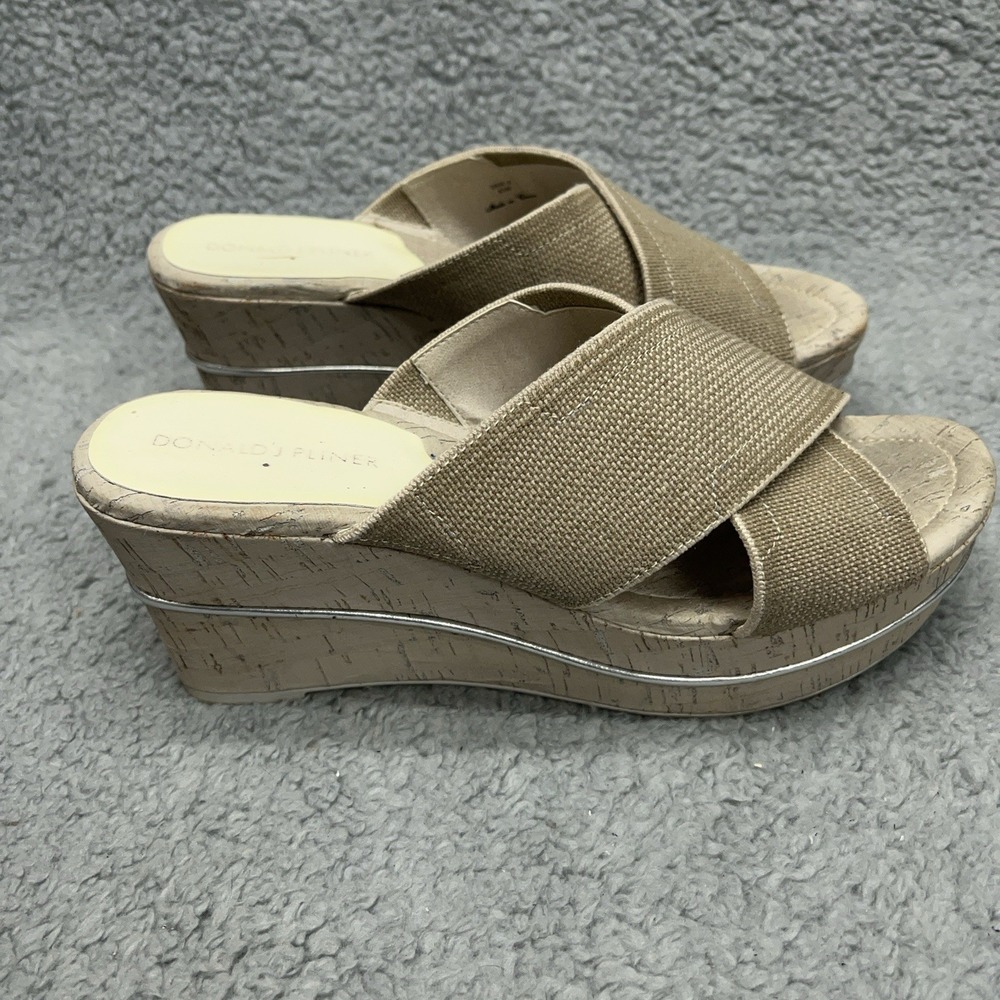 Donald J Pliner Dani Wedge Sandals Womens 6.5 M Beige Platform Stretch Straps - Picture 5 of 10